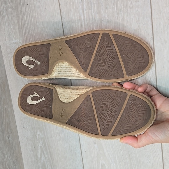 Olukai Women Kaula Pa'a Kapa Tapa linen Espadrille Loafer Slip on shoes sz 9 - Picture 10 of 11